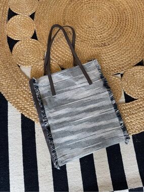 Gorgeous Handwoven Cotton and Leather Tote by Tarboon Chang Mai